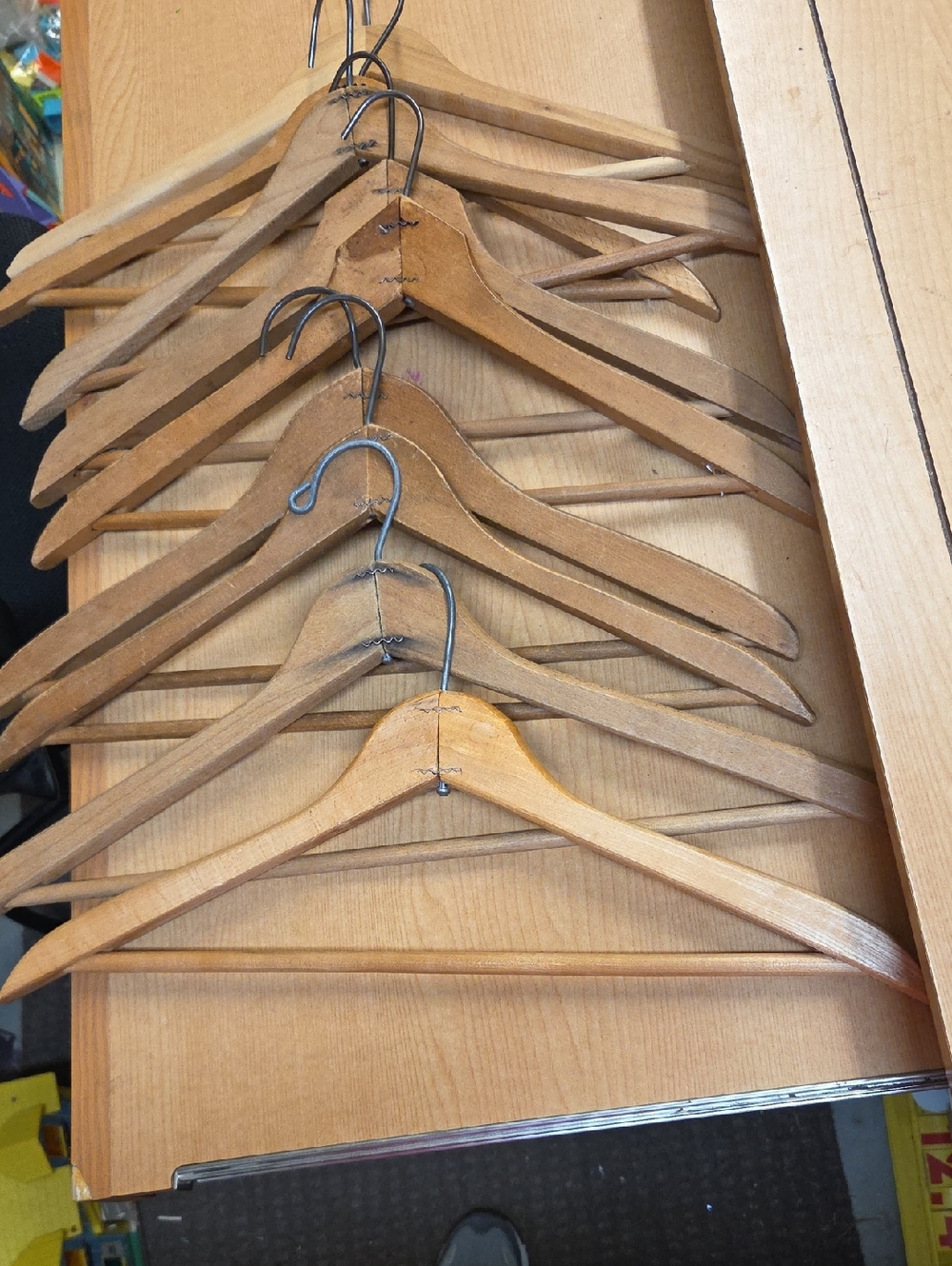 Wooden Suit Coat Hangers  17.5” Pants Bar Heavy‎ Duty Natural Wood